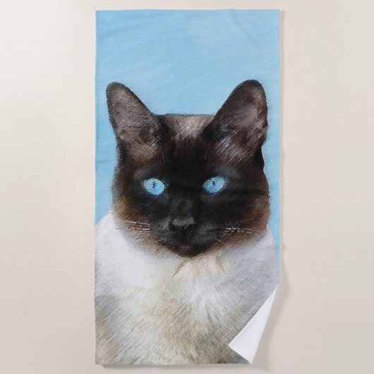 Kat schilderen van Siamese - Kute Original Cat Art Strandlaken (Voorkant)