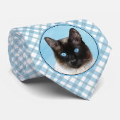 Kat schilderen van Siamese - Kute Original Cat Art Stropdas (Opgerold)