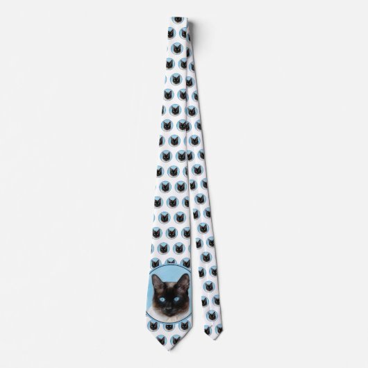 Kat schilderen van Siamese - Kute Original Cat Art Stropdas (Voorkant)