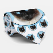 Kat schilderen van Siamese - Kute Original Cat Art Stropdas (Opgerold)