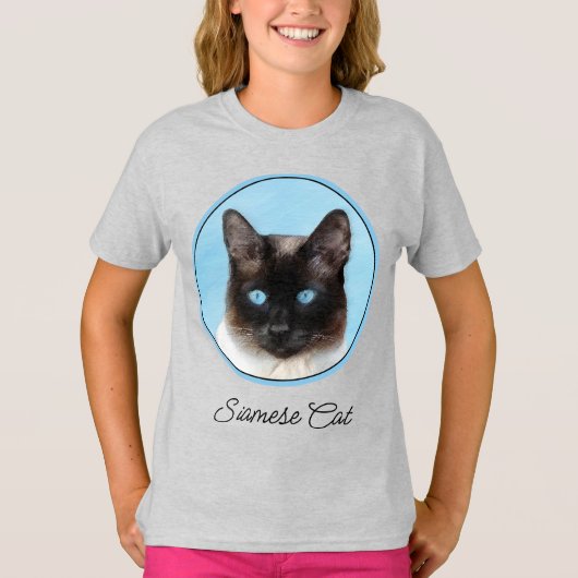 Kat schilderen van Siamese - Kute Original Cat Art T-shirt (Voorkant)