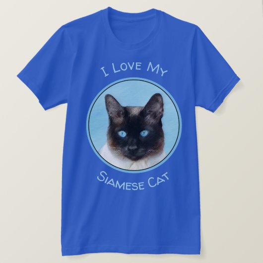 Kat schilderen van Siamese - Kute Original Cat Art T-shirt (Design voorkant)