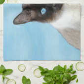 Kat schilderen van Siamese - Kute Original Cat Art Theedoek (Gevouwen)