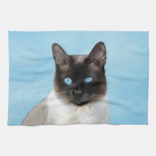Kat schilderen van Siamese - Kute Original Cat Art Theedoek