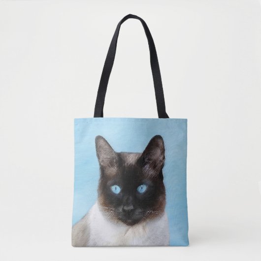 Kat schilderen van Siamese - Kute Original Cat Art Tote Bag (Voorkant)