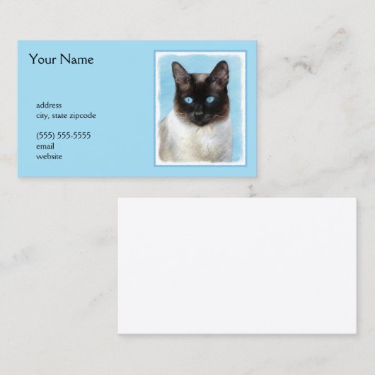 Kat schilderen van Siamese - Kute Original Cat Art Visitekaartje (Voorkant / Achterkant)