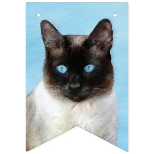 Kat schilderen van Siamese - Kute Original Cat Art Vlaggetjes