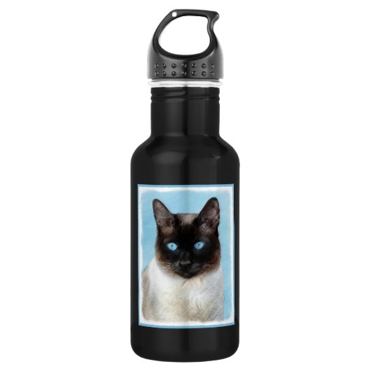 Kat schilderen van Siamese - Kute Original Cat Art Waterfles (Voorkant)