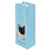 Kat schilderen van Siamese - Kute Original Cat Art Wijn Cadeautas (Achterkant Gekanteld)