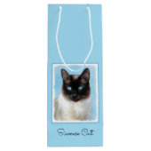 Kat schilderen van Siamese - Kute Original Cat Art Wijn Cadeautas (Achterkant)