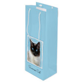 Kat schilderen van Siamese - Kute Original Cat Art Wijn Cadeautas (Voorkant Gekanteld)