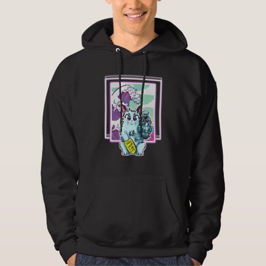 Kat Sci Fi Vapor Wave Design voor alle leeftijden Hoodie (Voorkant)