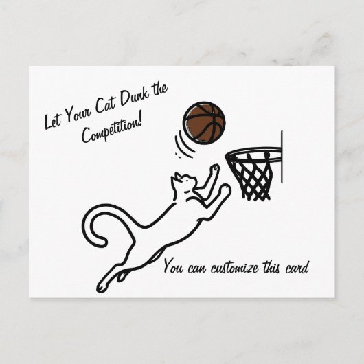 Kat scoort grote slam dunk briefkaart (Voorkant)