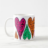 "Kat Scratch Hearts" Oorspronkelijke kunst Koffiemok (Links)