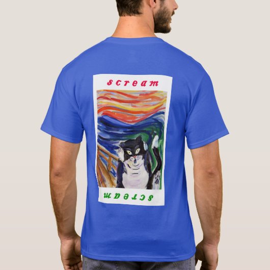 Kat Scream met het Shirt van de Tekst van het Schr (Achterkant)