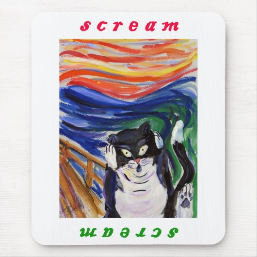 Kat Scream met Scream Text Mousepad Muismat (Voorkant)