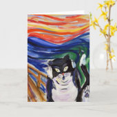 Kat Scream Wenskaart Kaart (Gele Bloem)