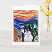 Kat Scream Wenskaart Kaart (Gele Bloem)