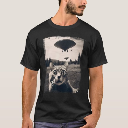Kat Selfie Alien Invasion Meme Funny Kitten Schatt T-shirt (Voorkant)