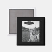 Kat Selfie Met Alien UFO Grappige Kat Grappige Ali Magneet (Voorkant / Achterkant)