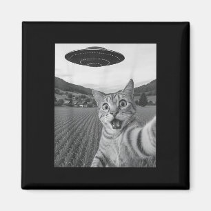 Kat Selfie Met Alien UFO Grappige Kat Grappige Ali Magneet