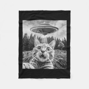 Kat Selfie Met Alien UFO Grappige Kat Voor Mannen Fleece Deken