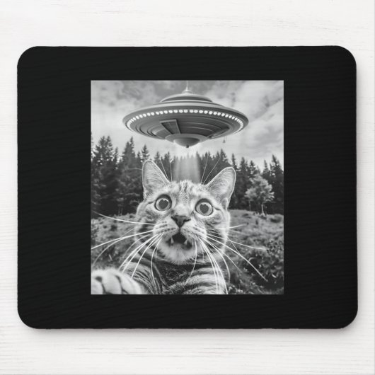 Kat Selfie Met Alien UFO Grappige Kat Voor Mannen Muismat (Voorkant)