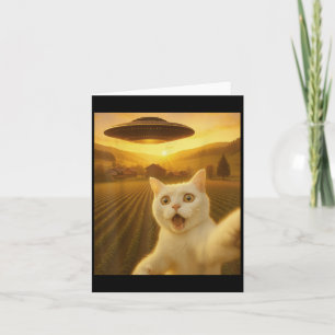 Kat Selfie Met Alien UFO Grappige Katten Cadeaus V Kaart