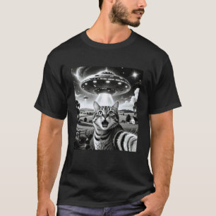 Kat Selfie met Buitenaardse UFO Grappige Katten Bu T-shirt