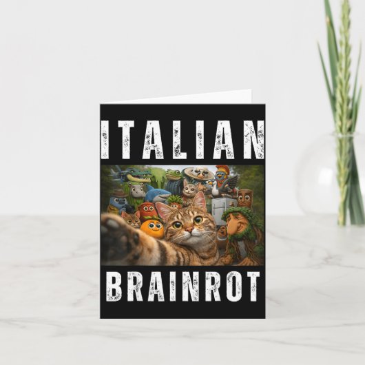Kat selfie met grappige Italiaanse brainrot meme Kaart (Voorkant)