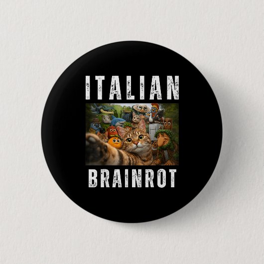 Kat selfie met grappige Italiaanse brainrot meme Ronde Button 5,7 Cm (Voorkant)
