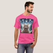 Kat Selfie Met UFO Buitenaards Grappig Verrast Kat T-shirt (Voorkant volledig)