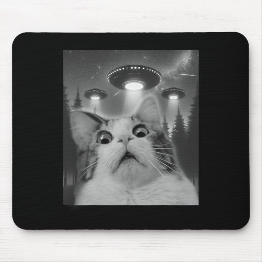 Kat Selfie met UFO's Muismat (Voorkant)