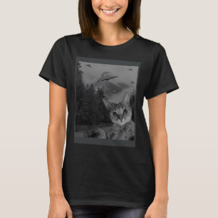 Kat Selfie UFO Waarnemen Alien Conspiracy Sci Fi L T-shirt