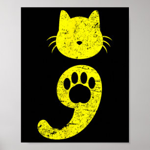 Kat Semicolon Shirt Depressie Bewustzijn - Cat Lov Poster