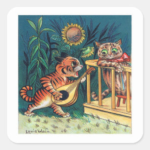Kat Serenade van Louis Wain Vierkante Sticker