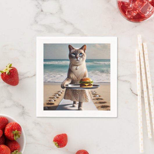 Kat serveert hamburger servet (Insitu)