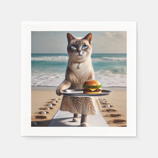 Kat serveert hamburger servet (Voorkant)