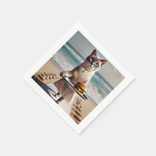 Kat serveert hamburger servet (Hoek)