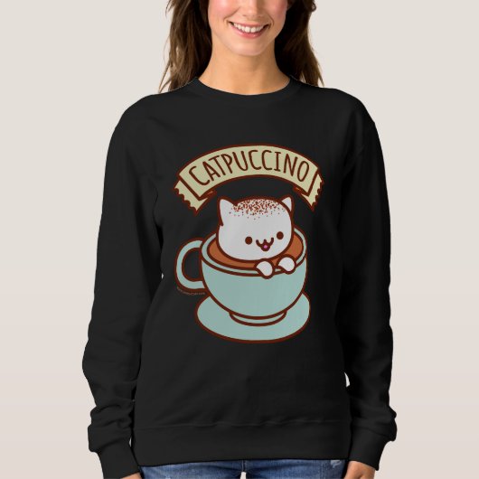 Kat-shirt voor dames - "CATPUCCINO" Trui (Voorkant)