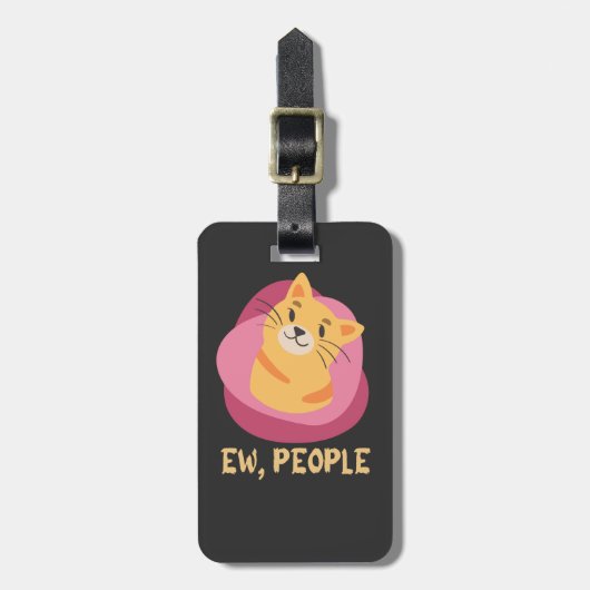 Kat shirt, zwarte kat, kattenliefje T-shirt, grapp Bagagelabel (Voorkant verticaal)