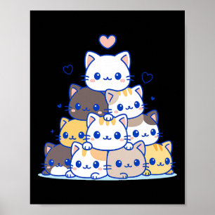 Kat Shirten Vrouwen Schattigee Katten Anime Kawaii Poster