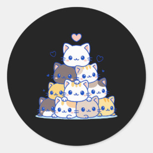 Kat Shirten Vrouwen Schattigee Katten Anime Kawaii Ronde Sticker