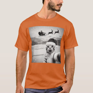 Kat Sie met Kerstman Grappige Kerstmis voor Mannen T-shirt