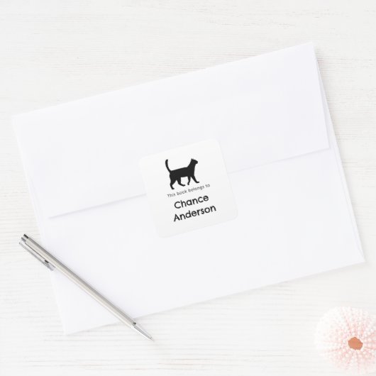 Kat silhouet bookplate sticker (Envelop)