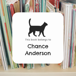 Kat silhouet bookplate sticker