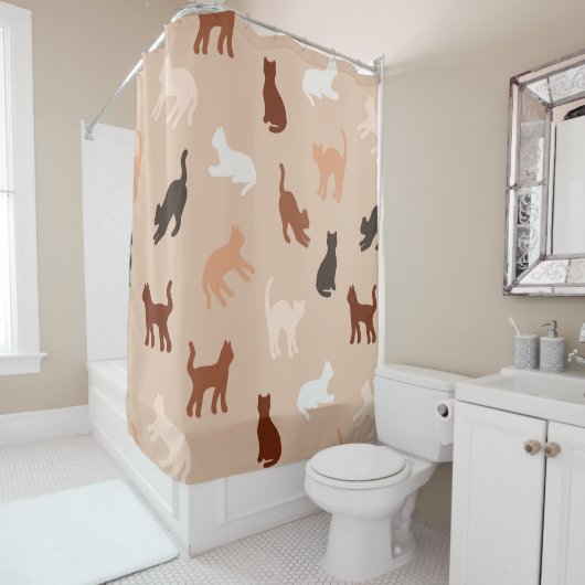 Kat silhouet douchegordijn (In situ)