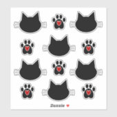 Kat Silhouet en Paw Prints Sticker (Vel)