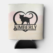 Kat Silhouet Hart Gespleten Monogram Blikjeskoeler (Voorkant)