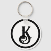 Kat Silhouet Hart Gespleten Monogram Sleutelhanger (Achterkant)